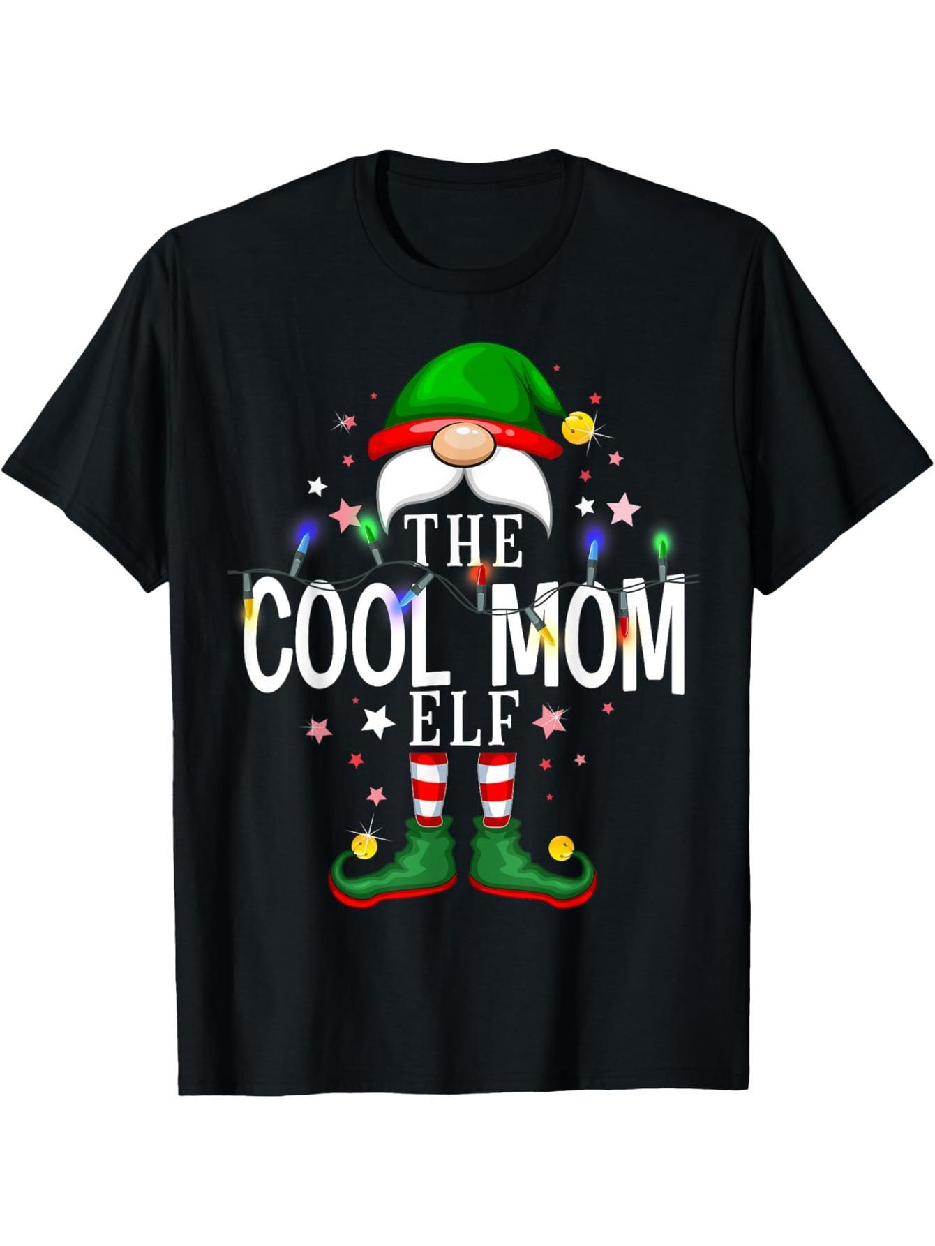 Cool Mom Elf Christmas Family Pajama Party T-Shirt