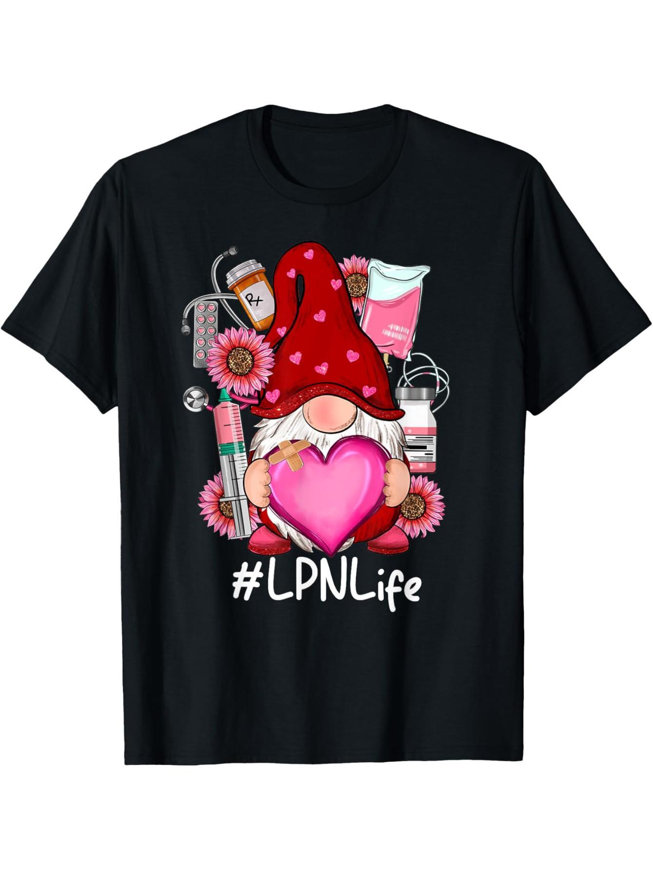 Gnome Valentine LPN Nurse Care Valentine's Day T-Shirt