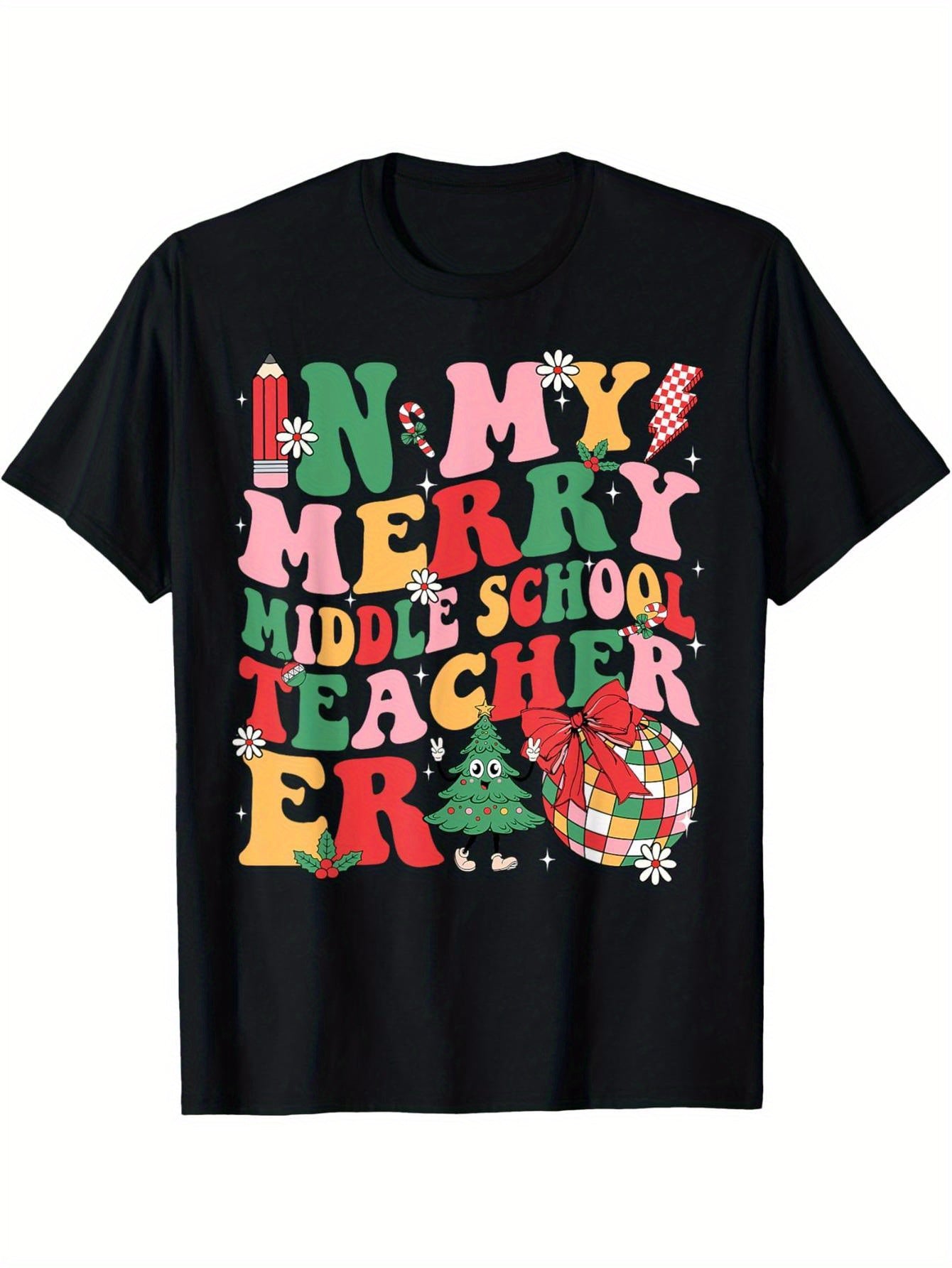 In My Happy Middle School Era Vintage Teacher Christmas T-Shirt