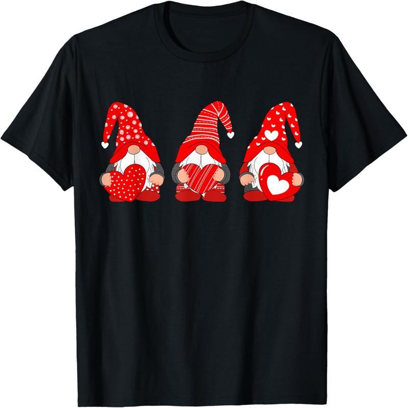 Three Dwarfs Holding Hearts Valentine's Day Ladies and Girls T-Shirt