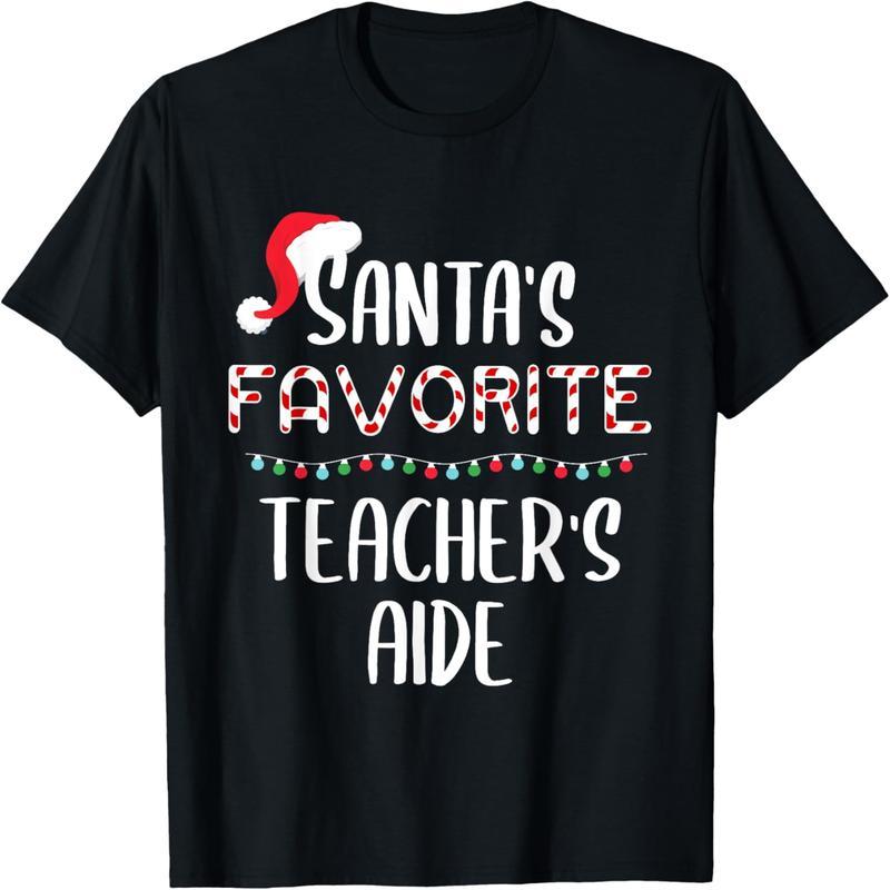 Santa's Favorite Teacher Assistant Pajamas Christmas T-Shirt