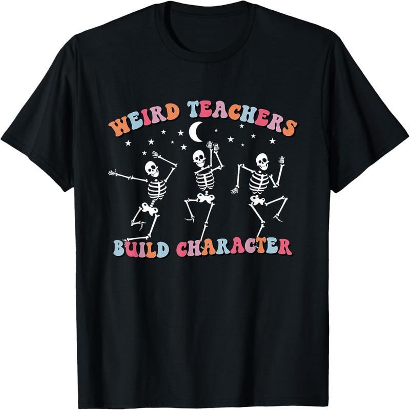 Halloween Skull Dance Weird Teacher Shaping Character T-Shirt