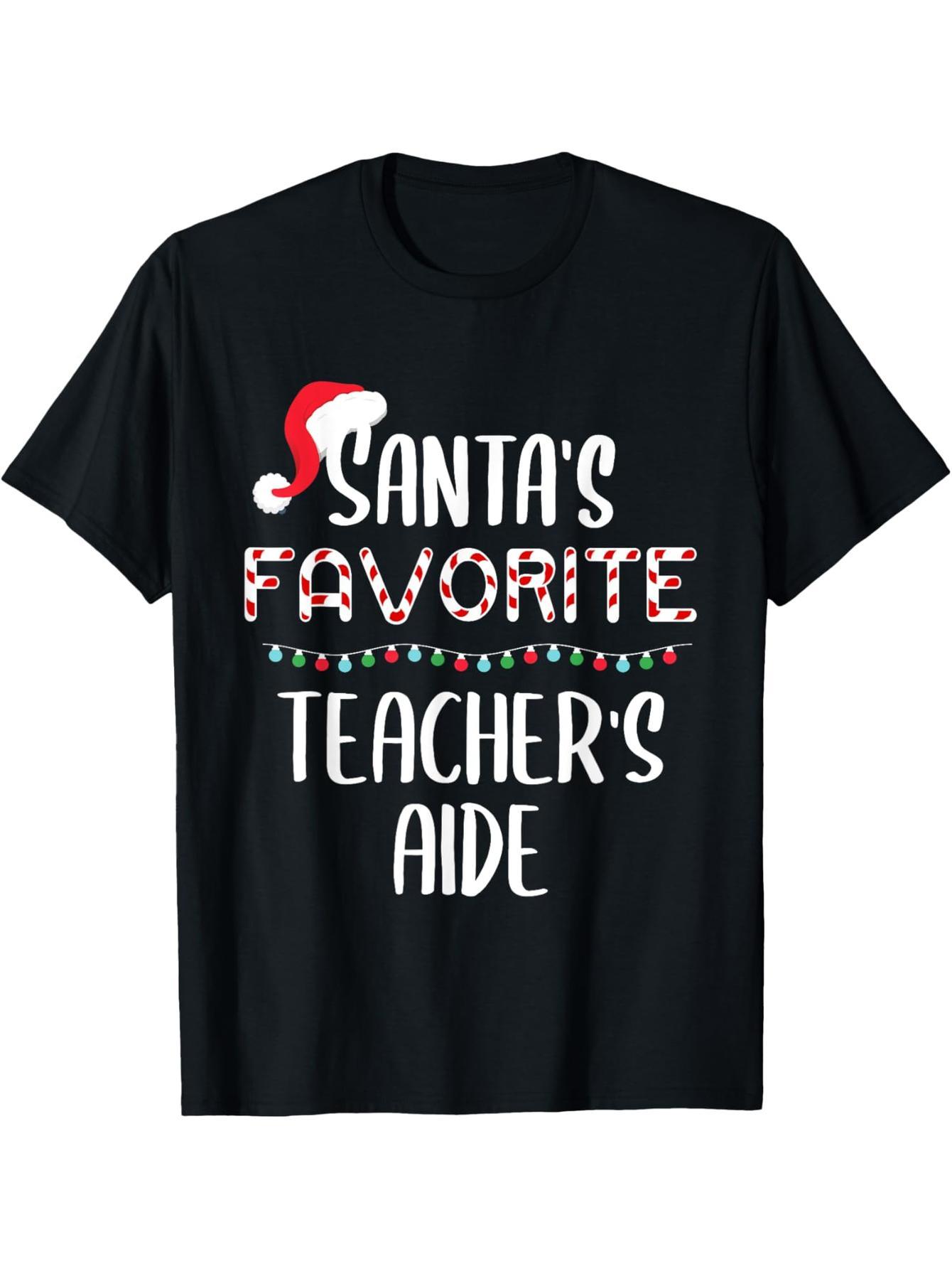 Santa's Favorite Teacher Assistant Pajamas Christmas T-Shirt