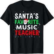 Music Teacher Christmas Shirt Santa's Favorite Teacher