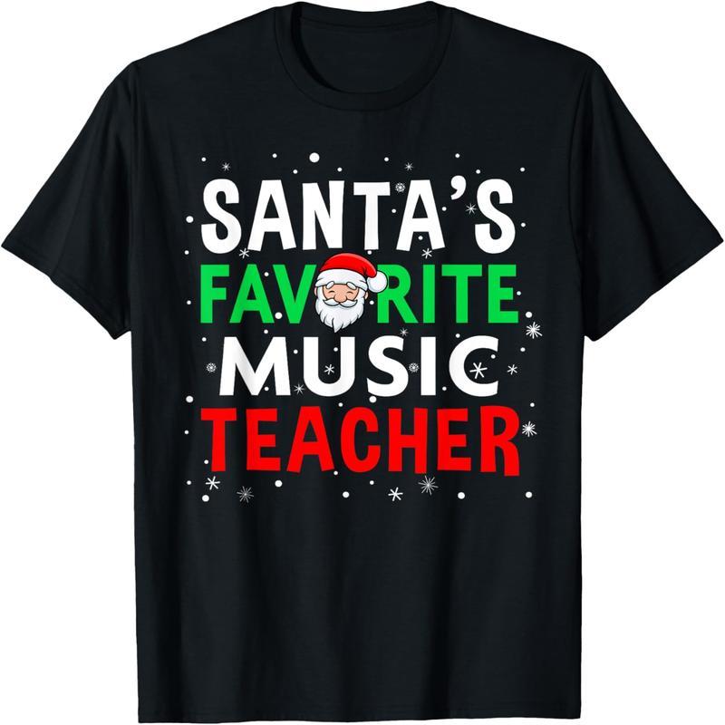 Music Teacher Christmas Shirt Santa's Favorite Teacher