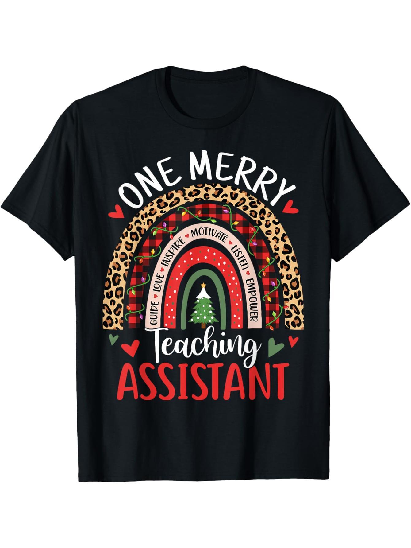 A Happy Teaching Assistant Rainbow Christmas Teacher Assistant T-shirt