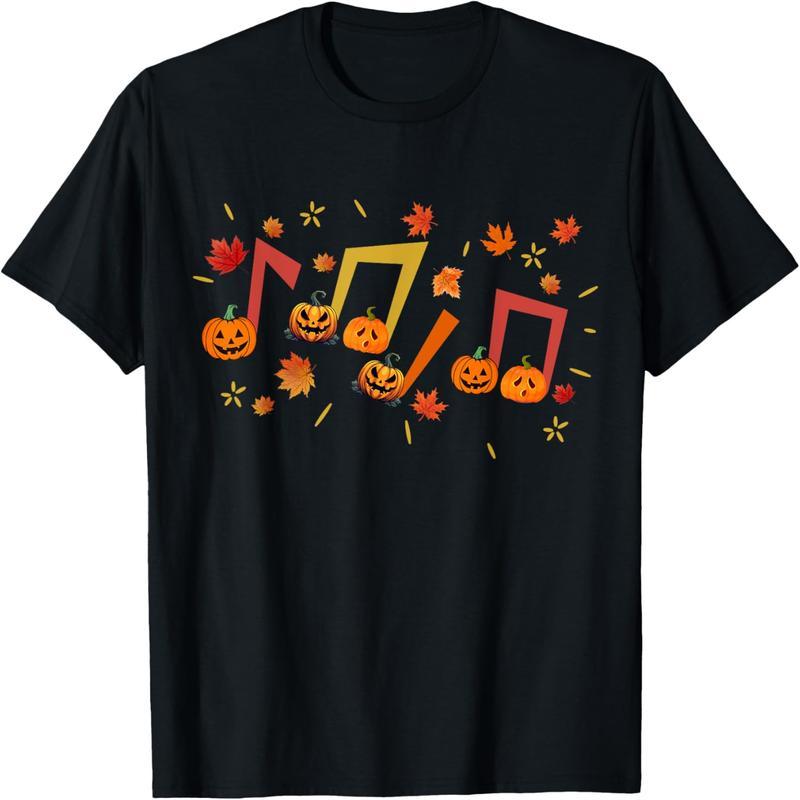 Music note pumpkin fall music teacher halloween lover design t-shirt