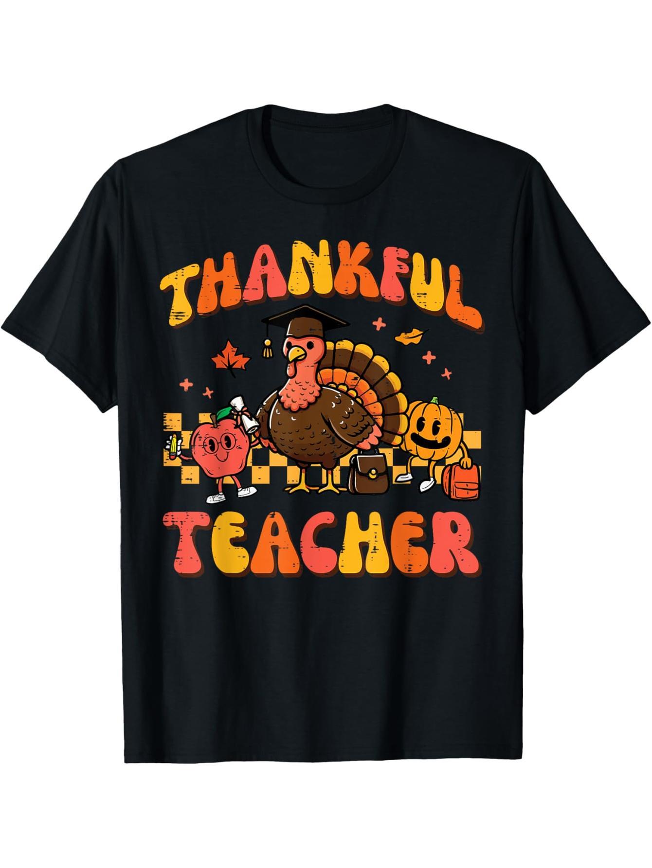 Thanksgiving Thank You Teacher Vintage Fall Fashion Women's Men's T-Shirt