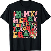 In My Happy Middle School Era Vintage Teacher Christmas T-Shirt
