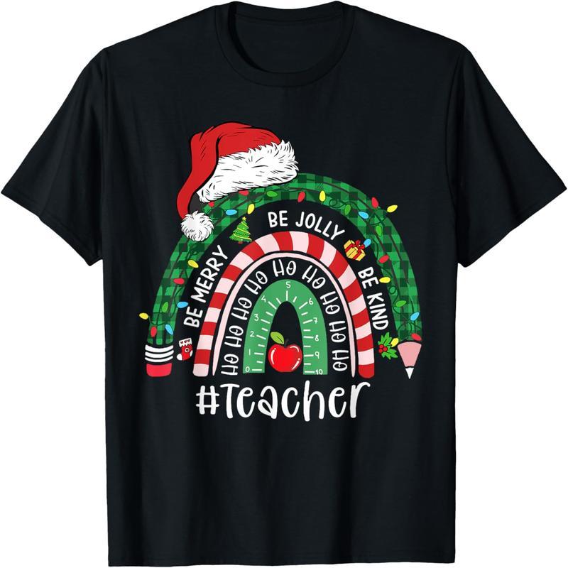Merry Merry Kind Christmas Rainbow Christmas Teacher T-Shirt