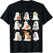 Vintage Teacher Halloween Cute Ghost Read More Books Teacher T-Shirt
