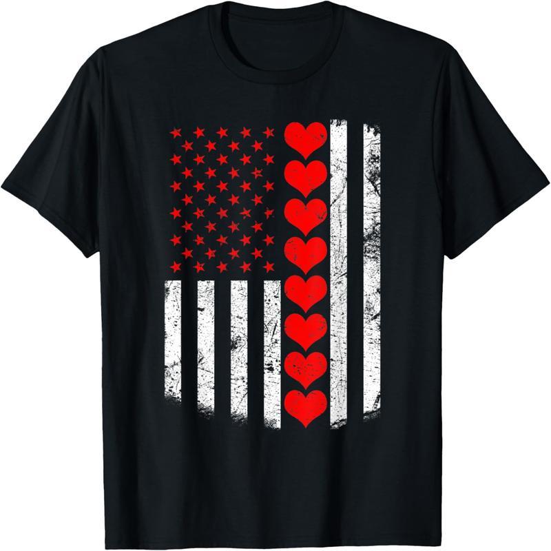 American flag heart-shaped Valentine's Day T-shirt