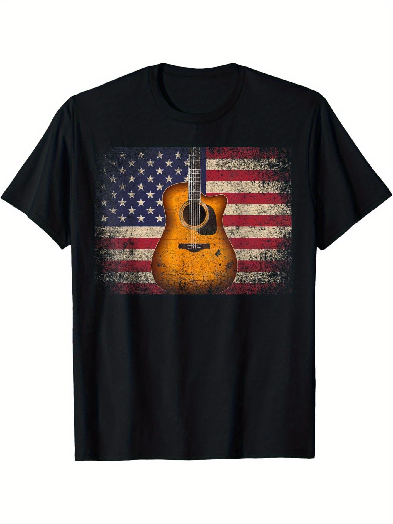 Guitar July 4th Gift, American Flag, American - Country Music T-Shirt