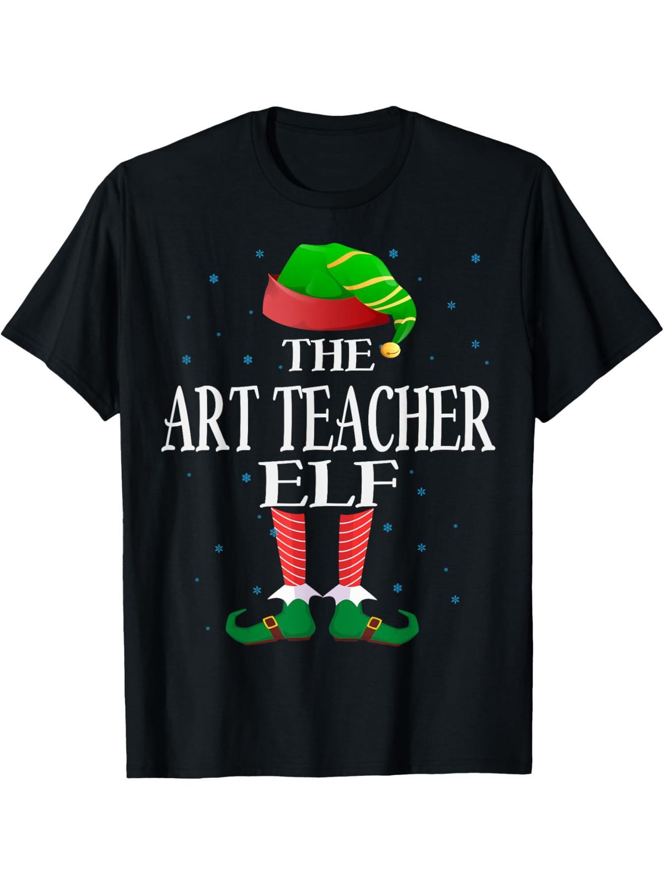 Art Teacher Elf Fun Pairing Pajamas Group Christmas T-Shirt