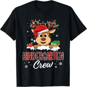 Kindergarten Staff Fun Reindeer Teacher Student Christmas T-Shirt