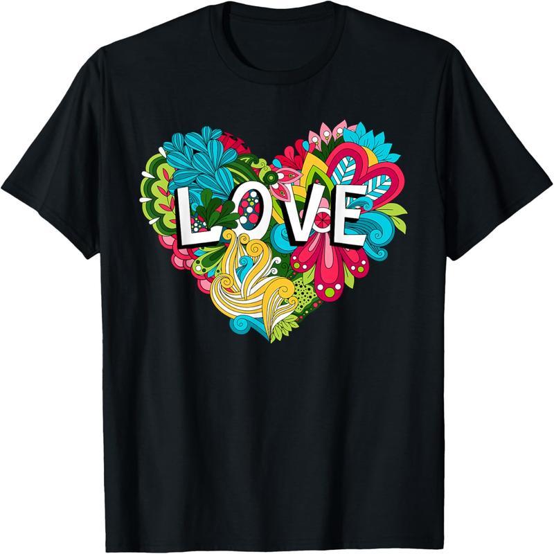 Valentine's Day T-shirt with graffiti hearts and love words