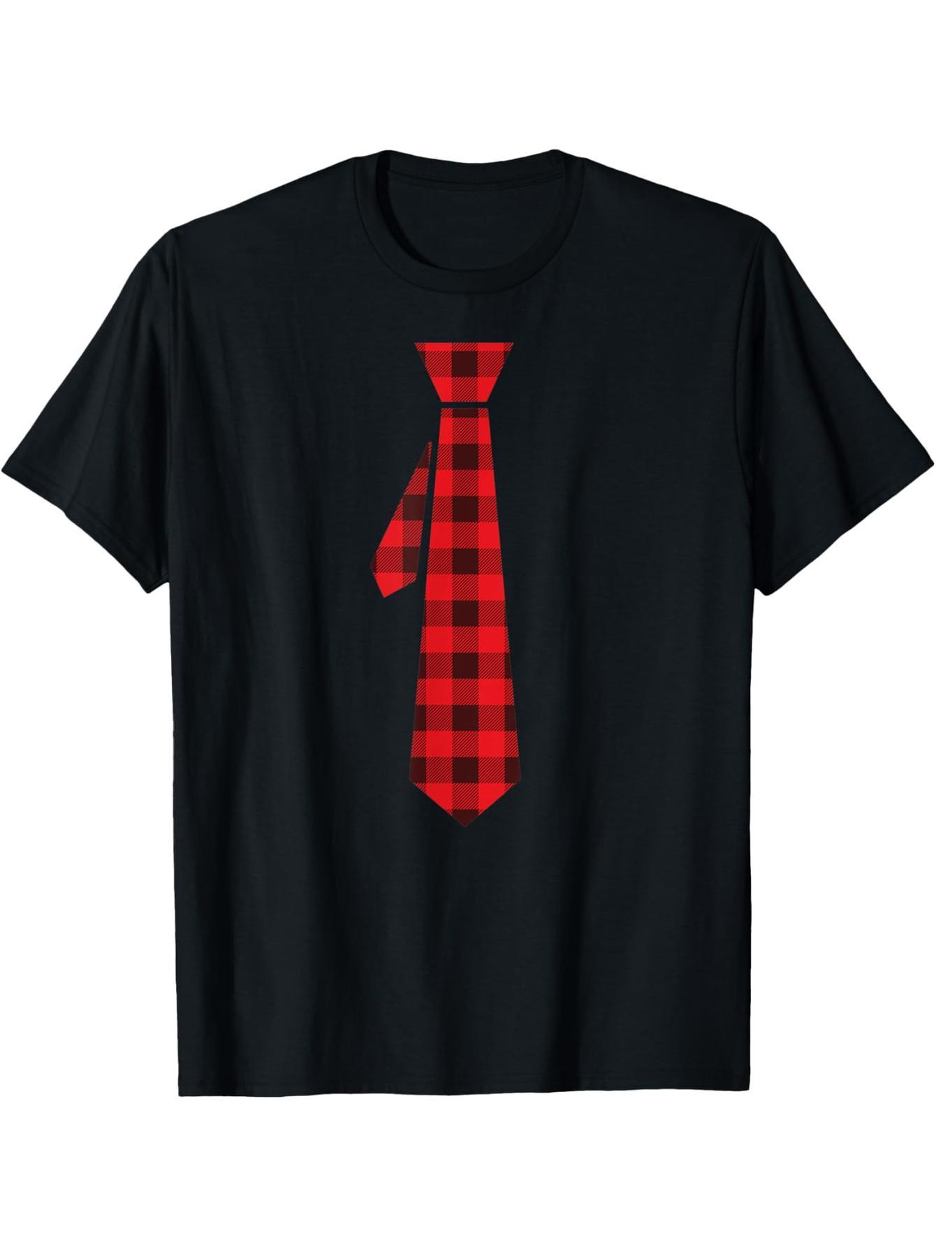 Checked Tie Red Buffalo Checked Christmas Fun Valentine's Day T-Shirt