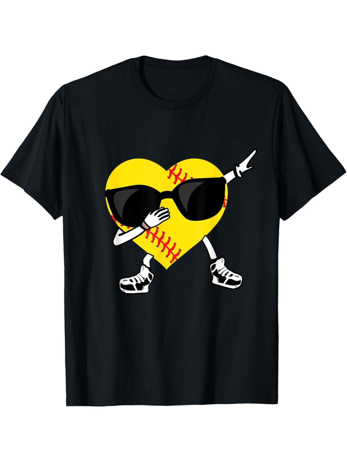 Valentine's Day Softball Boys, Girls Tap Softball Heart T-Shirts