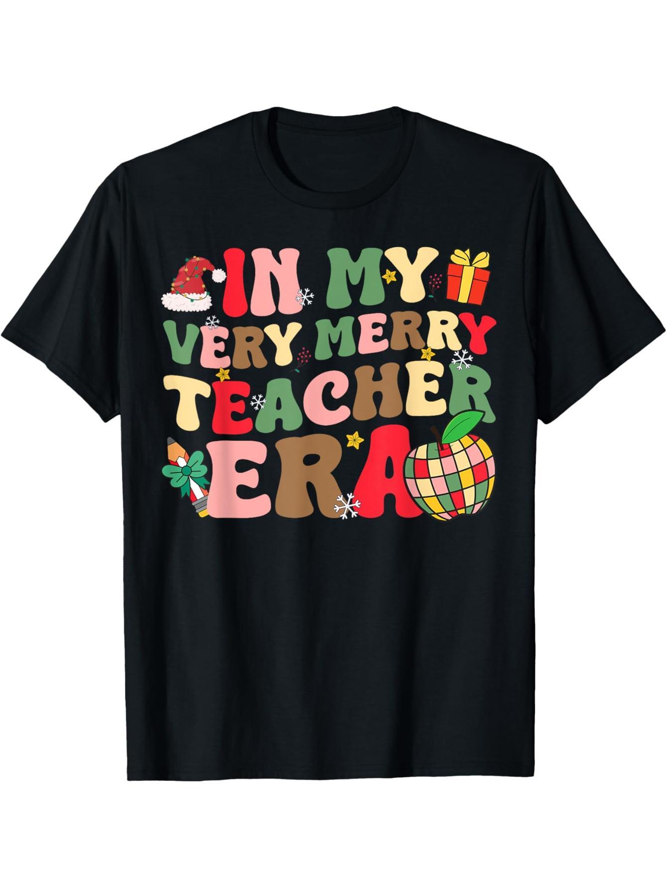 In My Very Merry Teacher Days Christmas Groovy Vintage Christmas T-Shirt