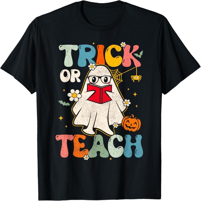 Groovy Halloween troublemaker or teacher teaching vintage floral Groovy T-shirt