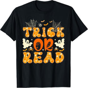 Librarian trick-or-treating or reading library bibliophile Halloween t-shirt