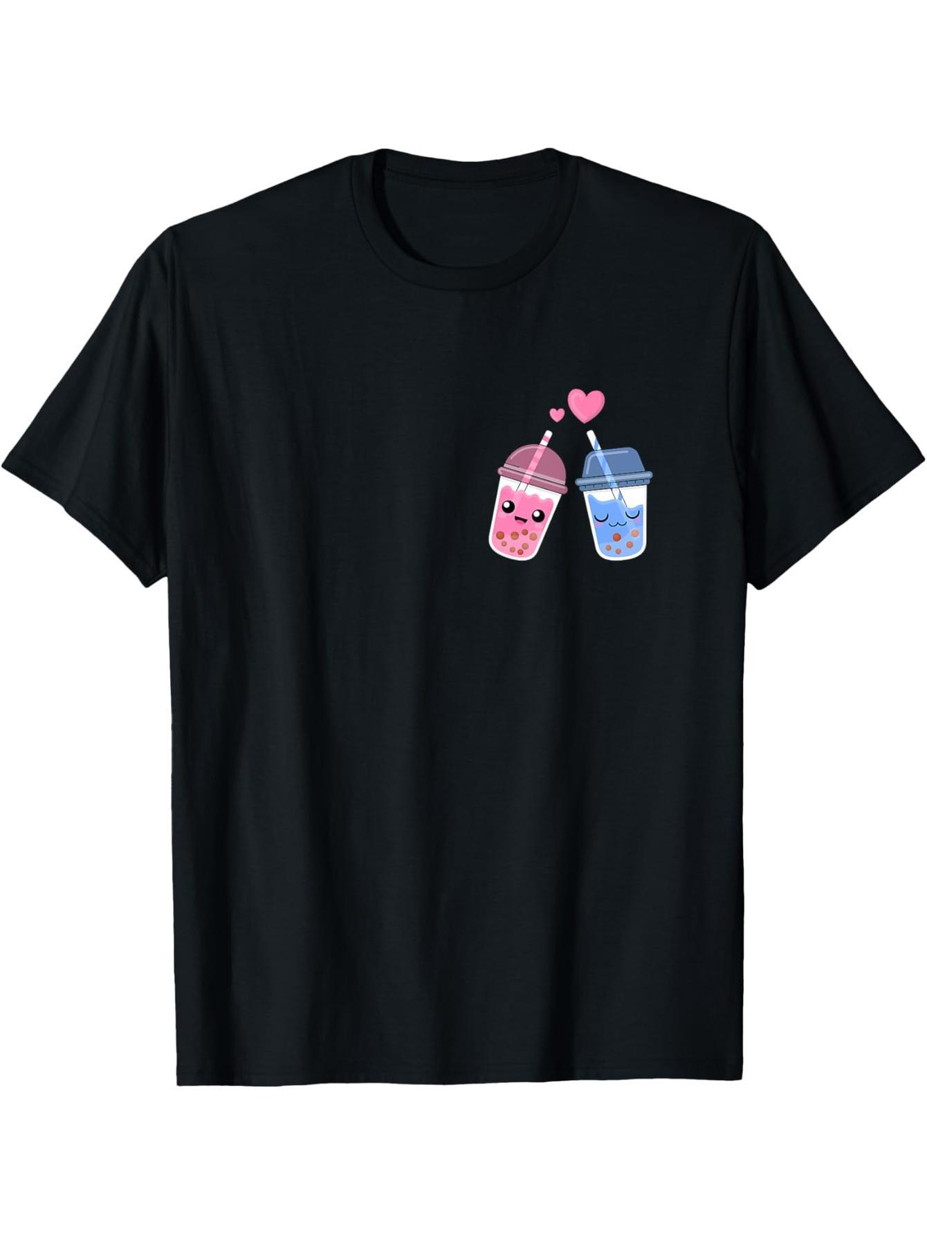 Boba bubble tea drink Valentine's Day couples T-shirt