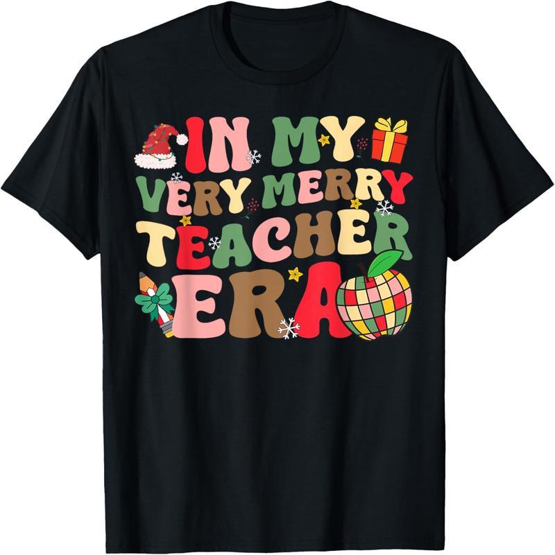 In My Very Merry Teacher Days Christmas Groovy Vintage Christmas T-Shirt