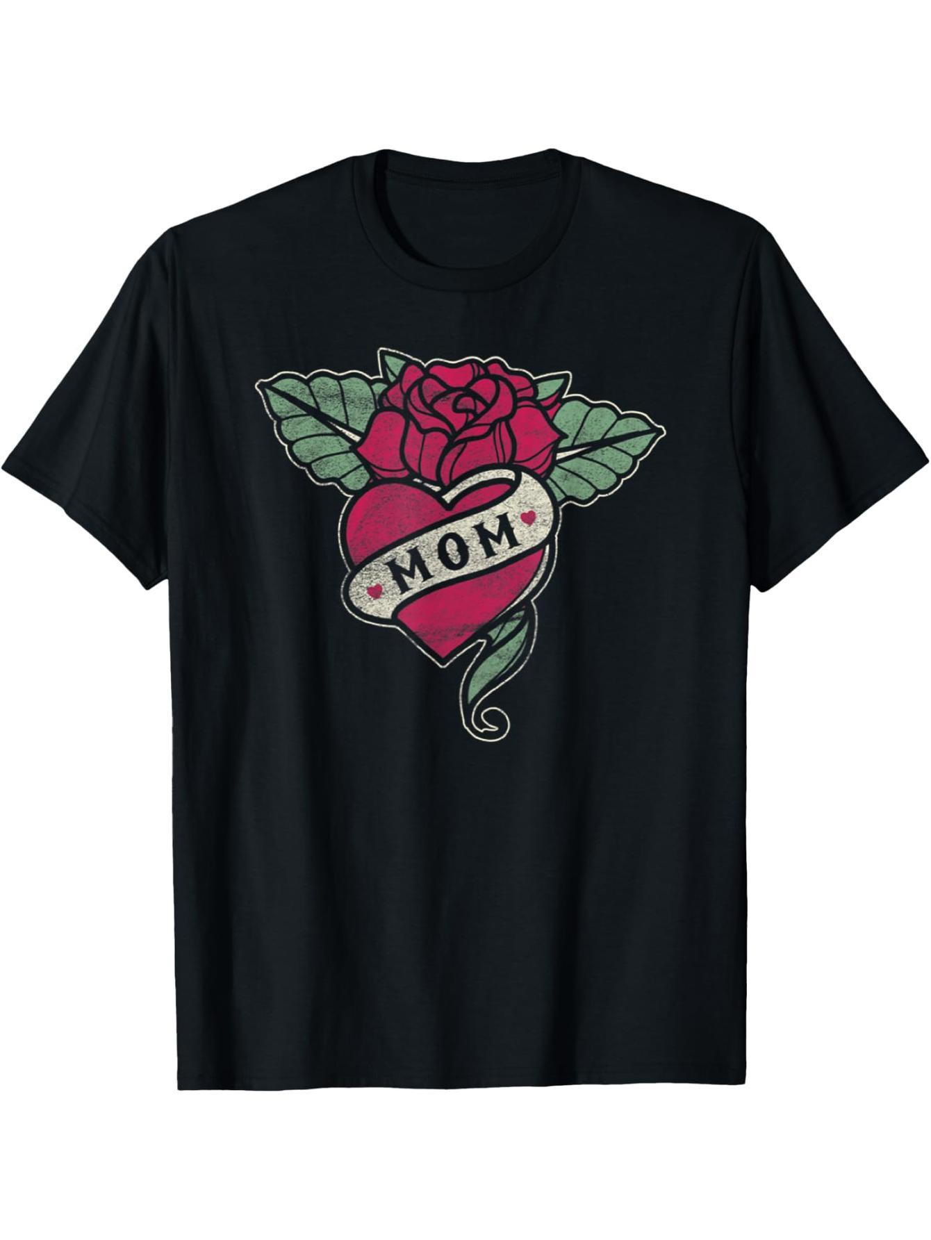 Mom Rose Heart Tattoo T-Shirt Valentine's Day Mother's Day T-Shirt