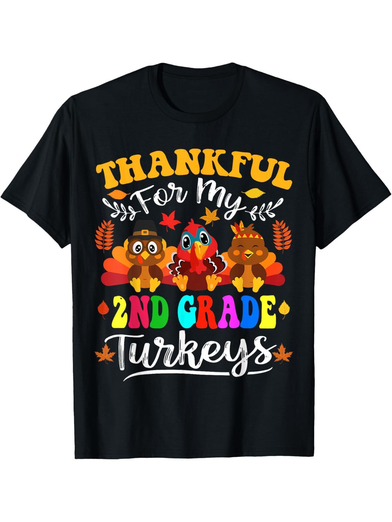 Thank You to My Second Grade Turkey Thanksgiving Teacher Fall T-Shirt