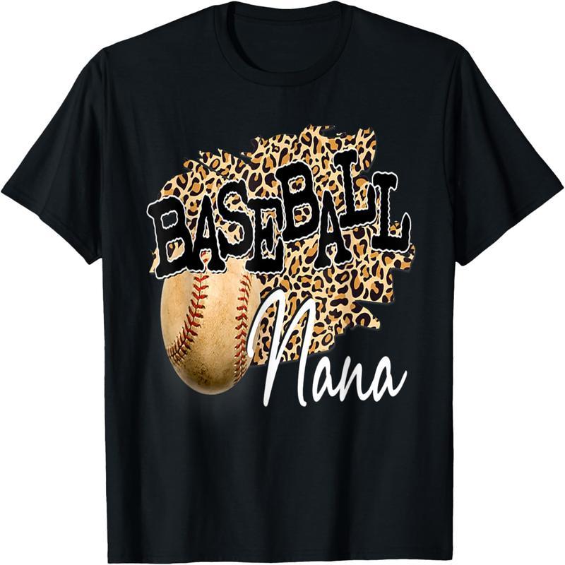 Baseball Nana Leopard Mother's Day T-Shirt for Boys and Girls