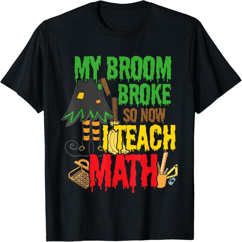 Horror Teacher Gift Creative Halloween Witch Math T-Shirt