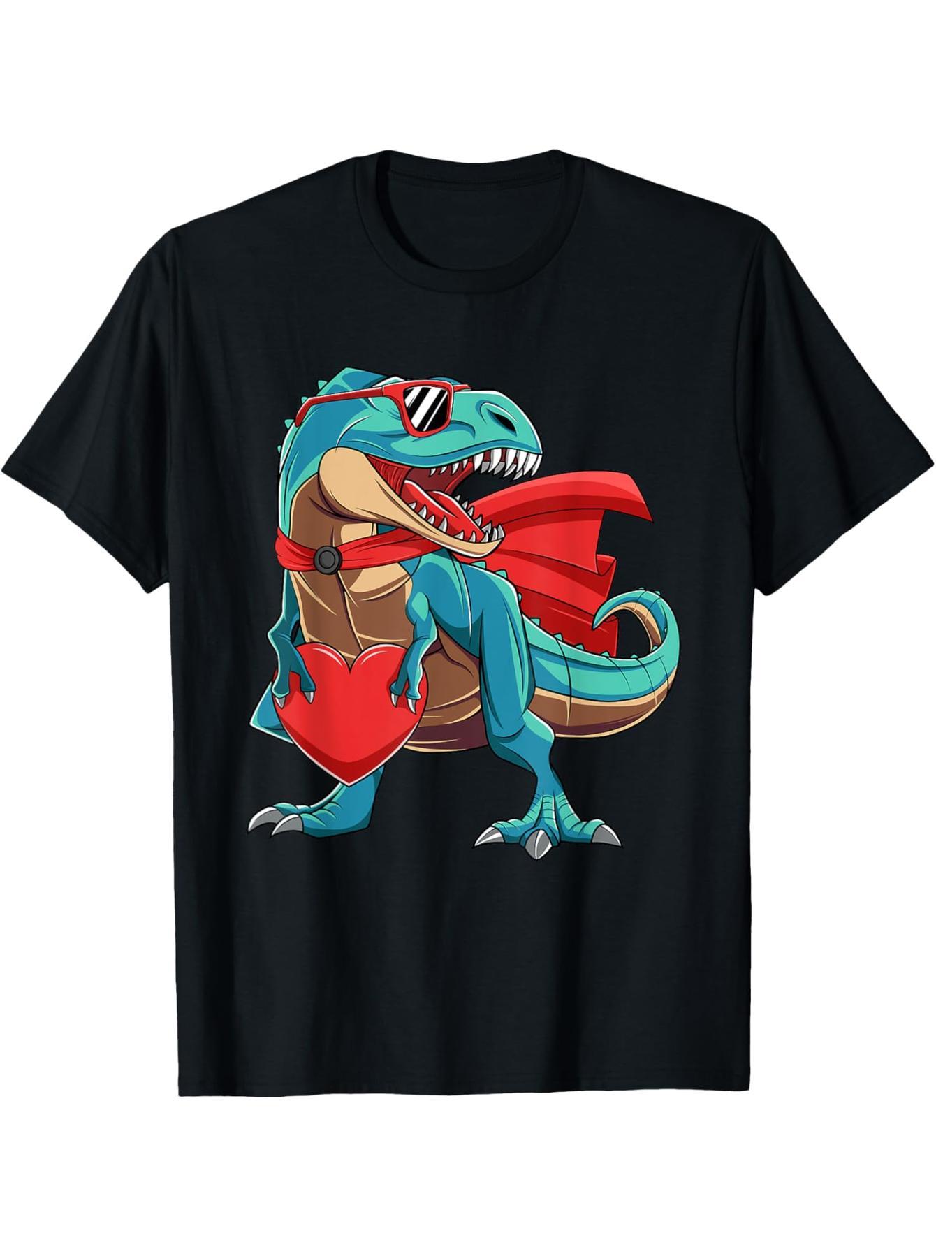 Heart-Shaped Tyrannosaurus Rex Dinosaur Fun Valentine's Day Gift Boy Girl T-Shirt