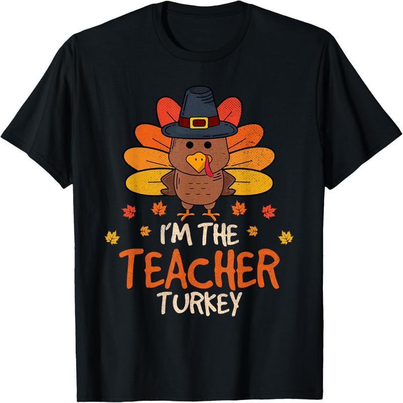 I am a teacher turkey thanksgiving 2024 family fall fall t-shirt