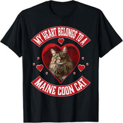 Maine Cat Valentine's Day Hearts Mom Dad Cat Lovers T-Shirt