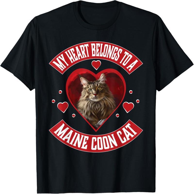 Maine Cat Valentine's Day Hearts Mom Dad Cat Lovers T-Shirt