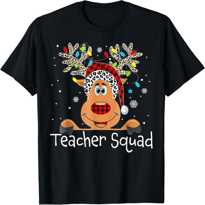 Teacher Squad Reindeer Fun Teacher Christmas T-Shirt