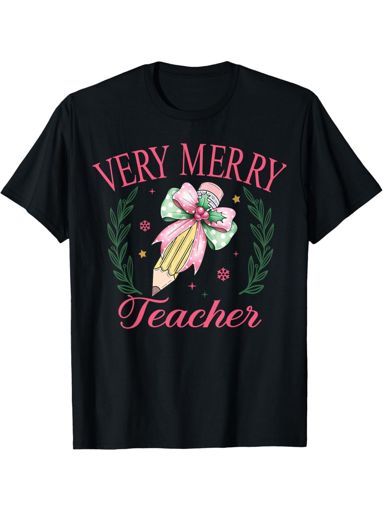 Happy Teacher Bright Student Merry Christmas T-Shirt