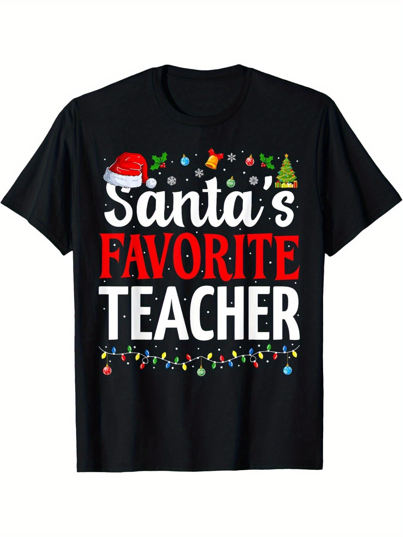 Santa's Favorite Teacher Christmas Funny Christmas Teacher T-Shirt