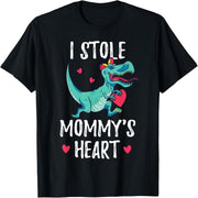 I Stole Mom's Heart Valentine's Day Dinosaur Shirt Gift Son T-Shirt