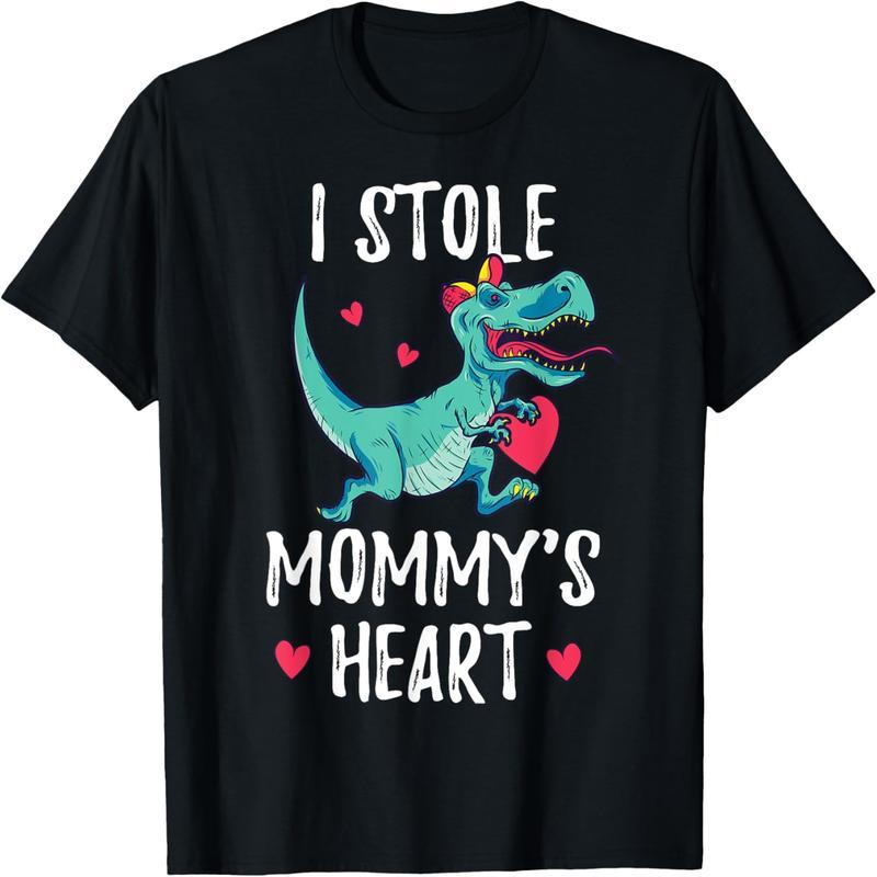 I Stole Mom's Heart Valentine's Day Dinosaur Shirt Gift Son T-Shirt