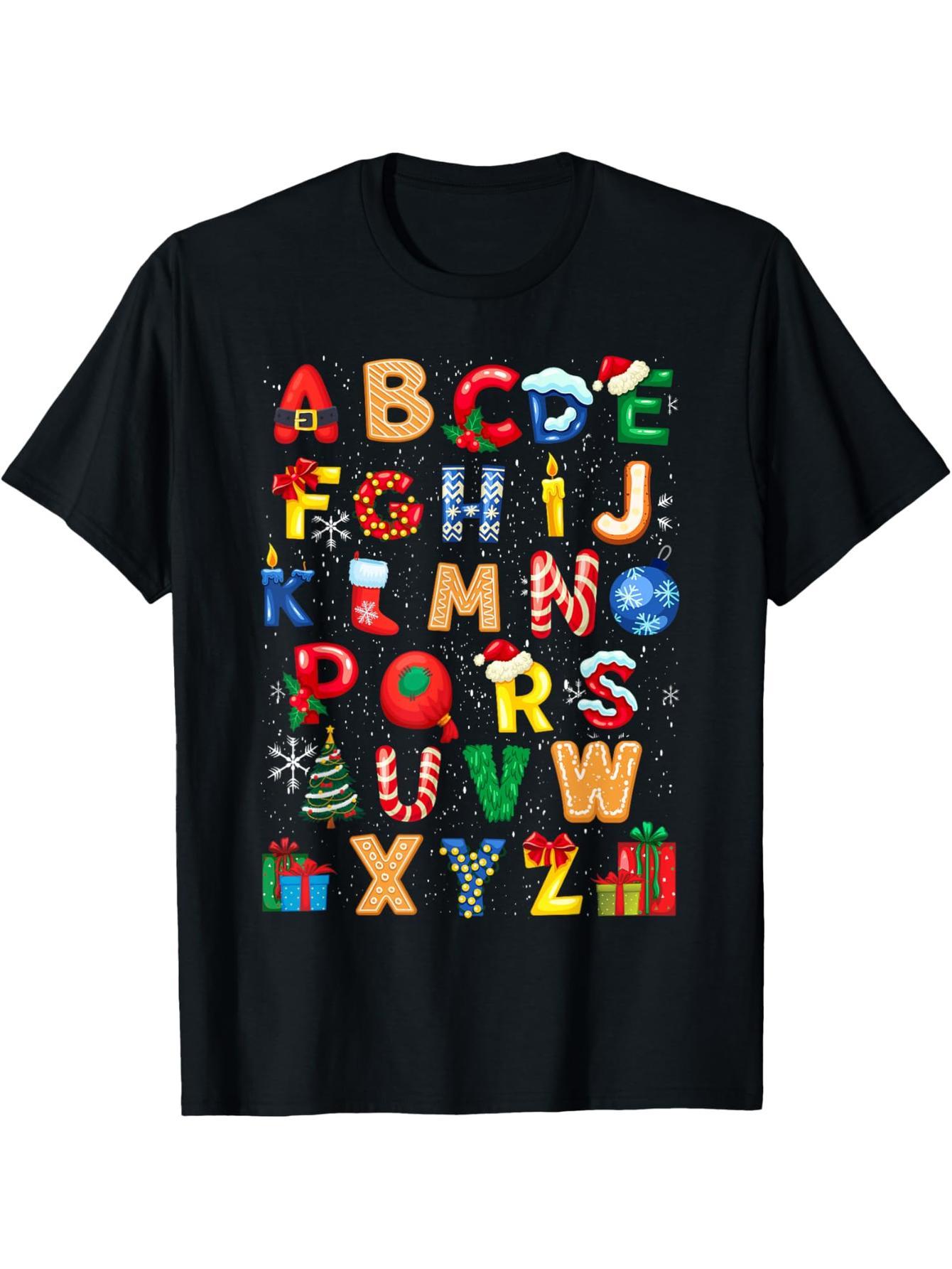 Christmas Alphabet ABC Cute Christmas Preschool Teacher Men's and Women's T-Shirts