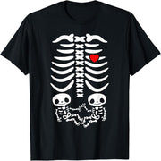 Halloween Twin Pregnancy Announcement Fun Skull Mom T-Shirt
