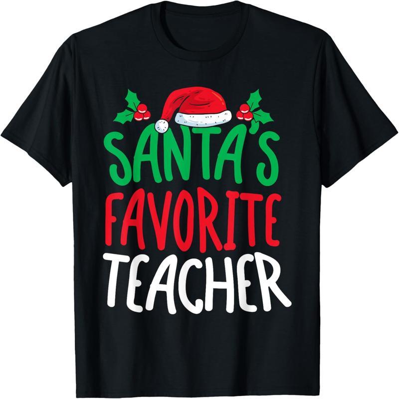 Santa's Favorite Teacher Christmas School Educator T-Shirt
