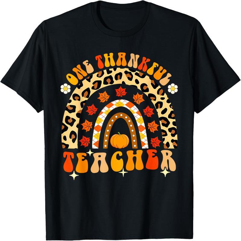 A Thanksgiving Teacher Rainbow Leopard Fall T-Shirt