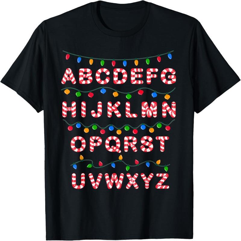 Christmas letter candy cane teacher student candy cane t-shirt