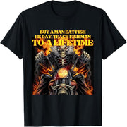 Buy "Man Eats Wrong Fish" Funny Hard Skull Emoji T-Shirt