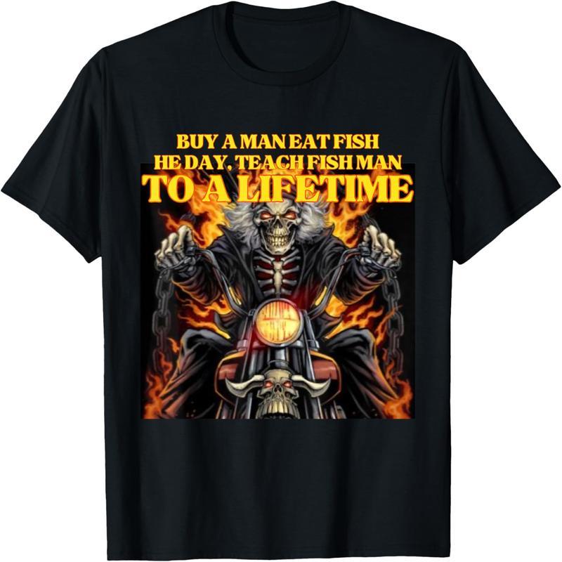 Buy "Man Eats Wrong Fish" Funny Hard Skull Emoji T-Shirt