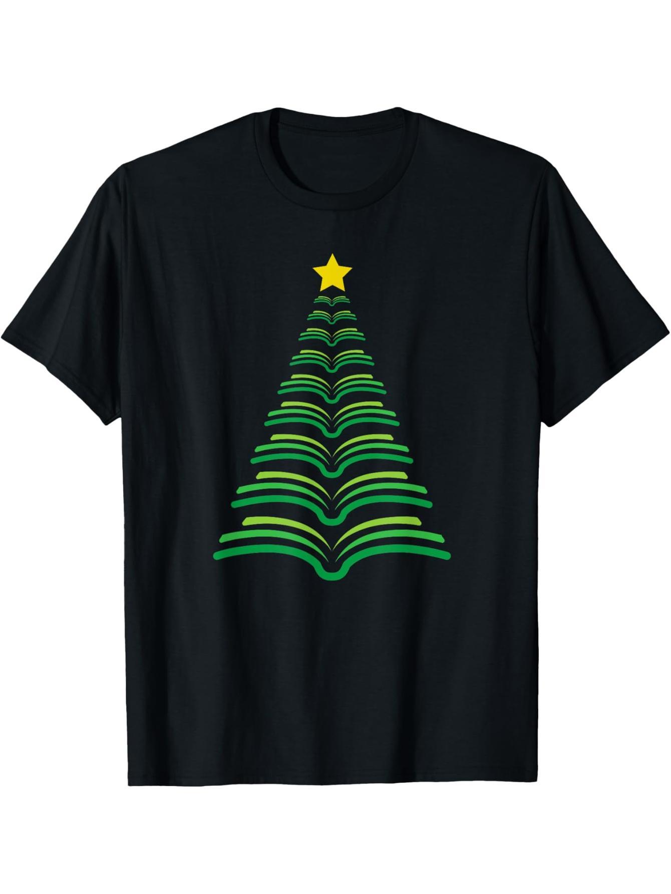Teacher Librarian Christmas Book Tree Gift Gift T-Shirt