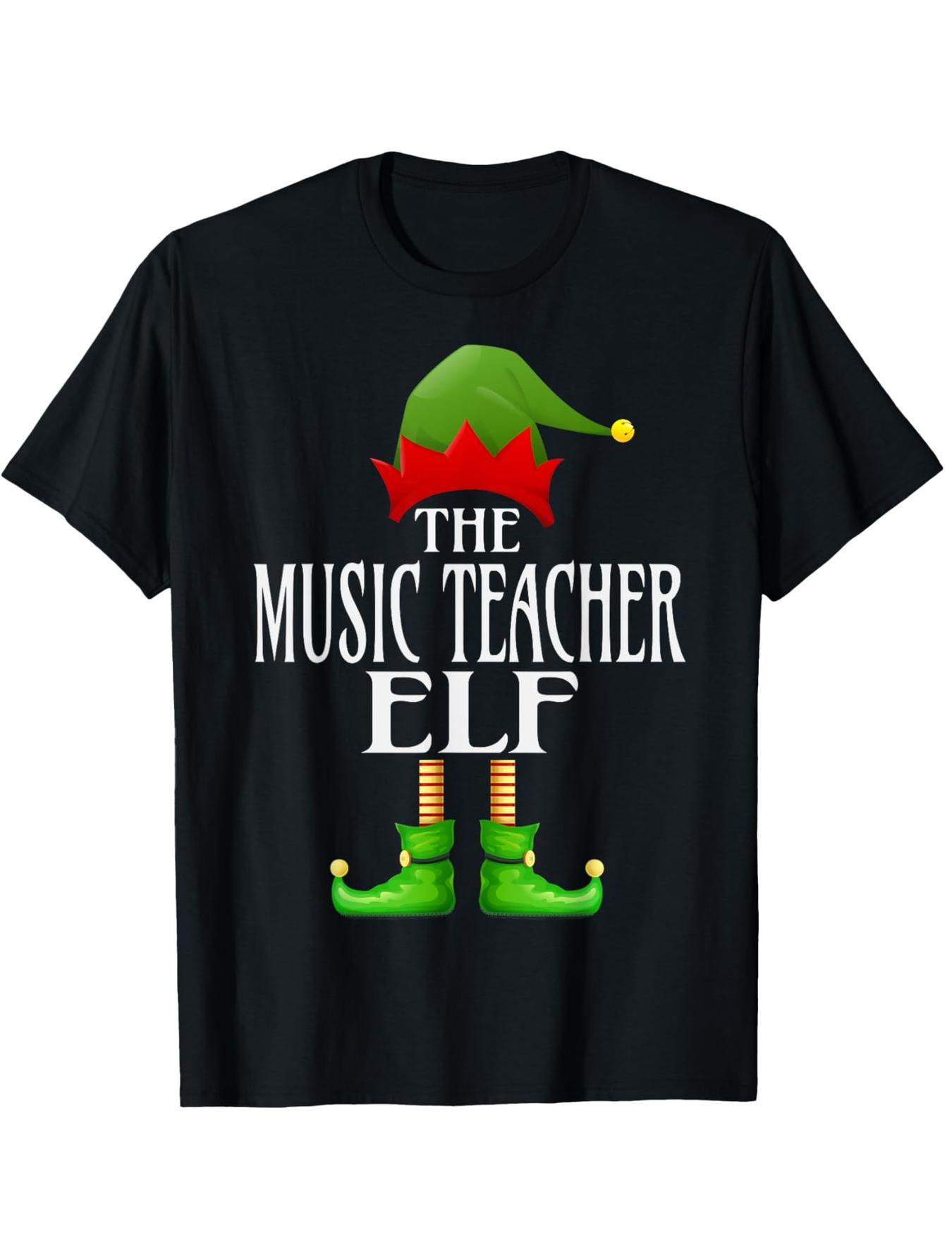 Music Teacher Elf Christmas Fun Family Combo Christmas T-Shirt