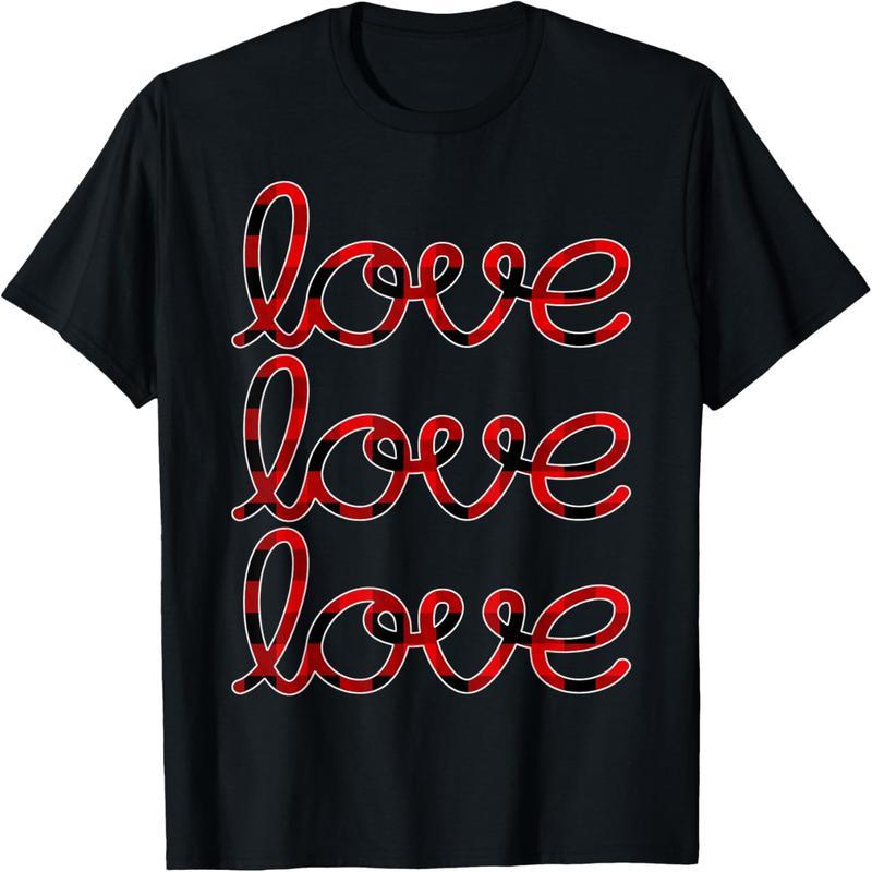 Love Shirt, Women's, Men's, Boys, Girls, Buffalo Plaid, Cute Valentine's Day T-Shirt